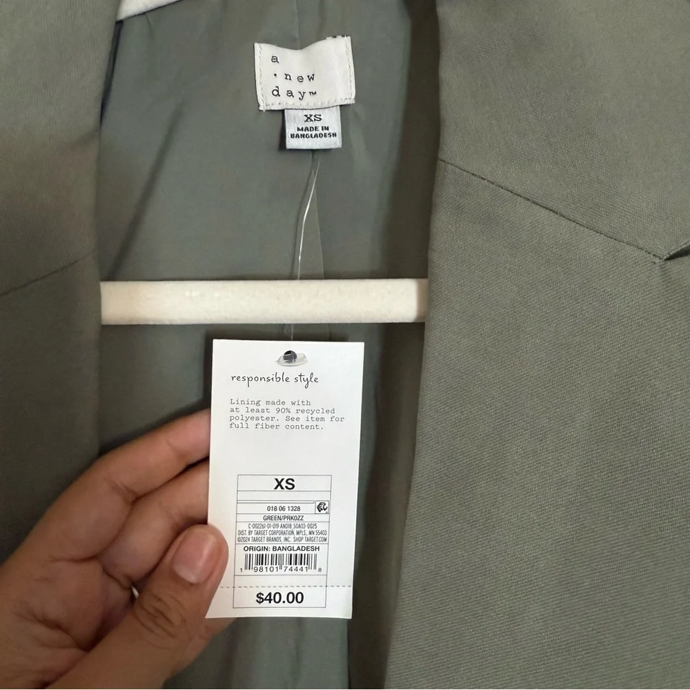 A New Day Women's Double Breasted Blazer Jacket Back Slit Mid Length - Picture 4 of 9